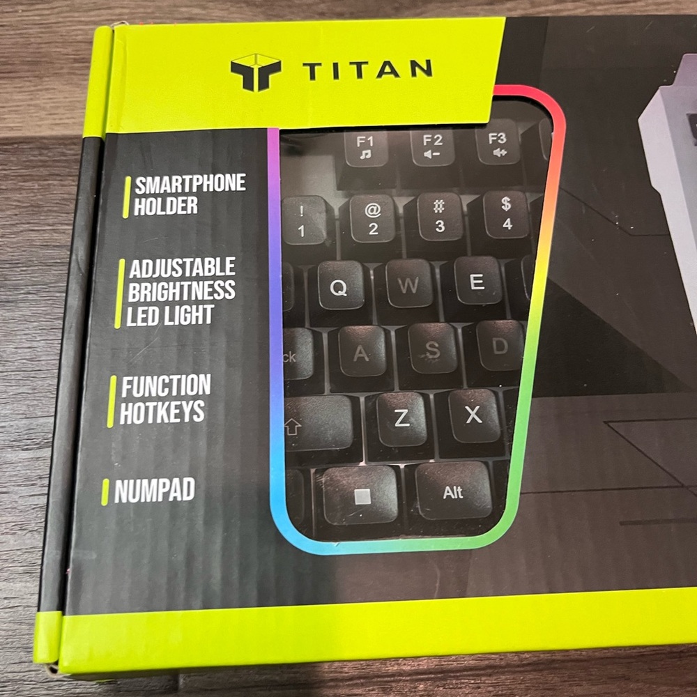 TITAN Wired LED Metal Gaming Keyboard w/Smartphone Holder 104 Keys NEW